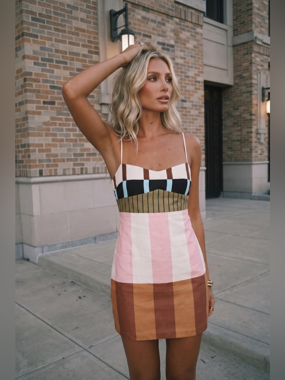 VICI Playful Drift Striped Color Block Mini Dress